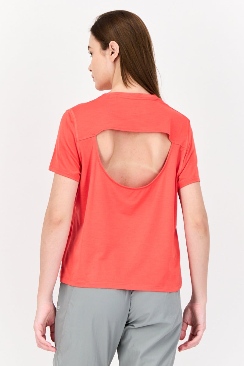 Reebok Women Sportswear Fit Short Sleeve Outdoor Top, Orange - Image 3