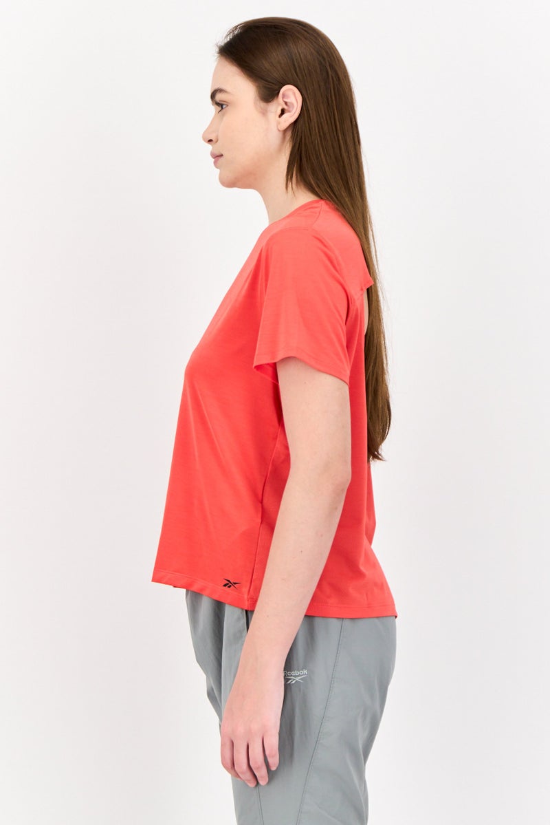 Reebok Women Sportswear Fit Short Sleeve Outdoor Top, Orange - Image 2