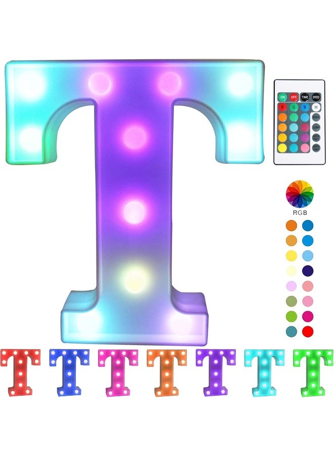 Pooqla Colorful LED Marquee Letter Lights with Remote – Light Up Marquee Signs – Party Bar Letters with Lights Decorations for the Home - Multicolor T - Image 1