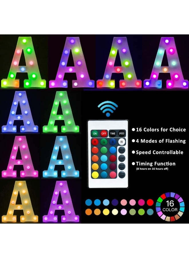 Pooqla Colorful LED Marquee Letter Lights with Remote – Light Up Marquee Signs – Party Bar Letters with Lights Decorations for the Home - Multicolor T - Image 4