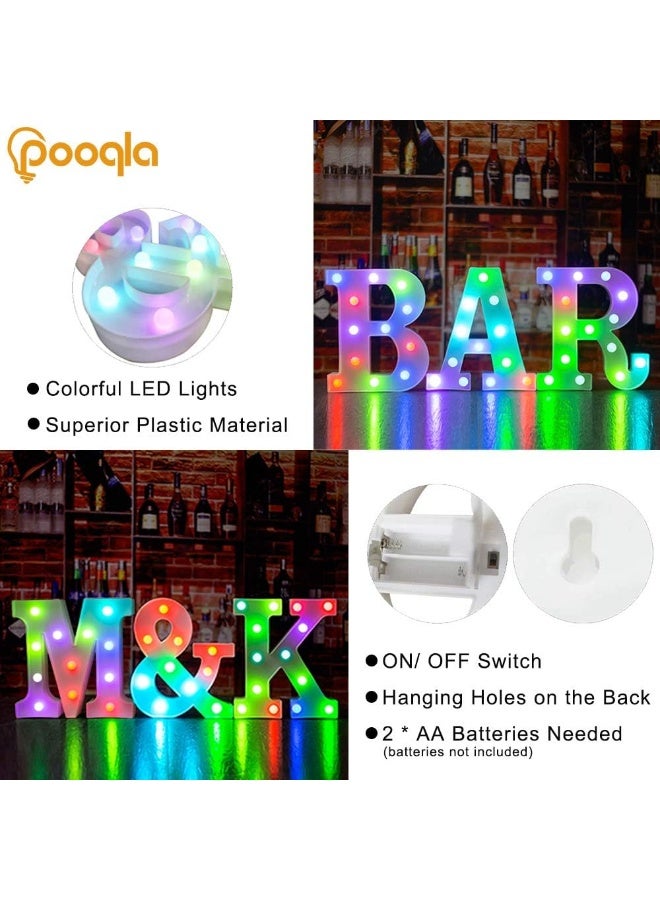 Pooqla Colorful LED Marquee Letter Lights with Remote – Light Up Marquee Signs – Party Bar Letters with Lights Decorations for the Home - Multicolor T - Image 5