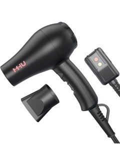 MHU Mini Blow Dryer Ceramic Ionic 1000 Watts for Painting and Acrylic Pouring Small Hair Dryer Compact and Lightweight for Kids and Travel 2 Speed Settings and Cool Shot Plus Concentrator Black 
