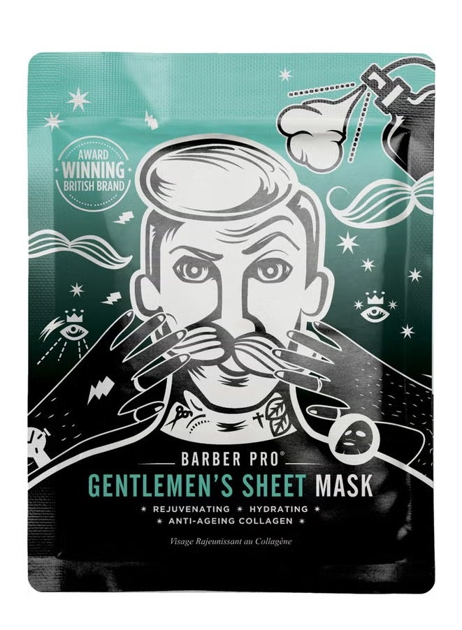 BARBER PRO Gentlemen's Sheet Mask Rejuvenating and Hydrating with Anti-Ageing Collagen - Image 1