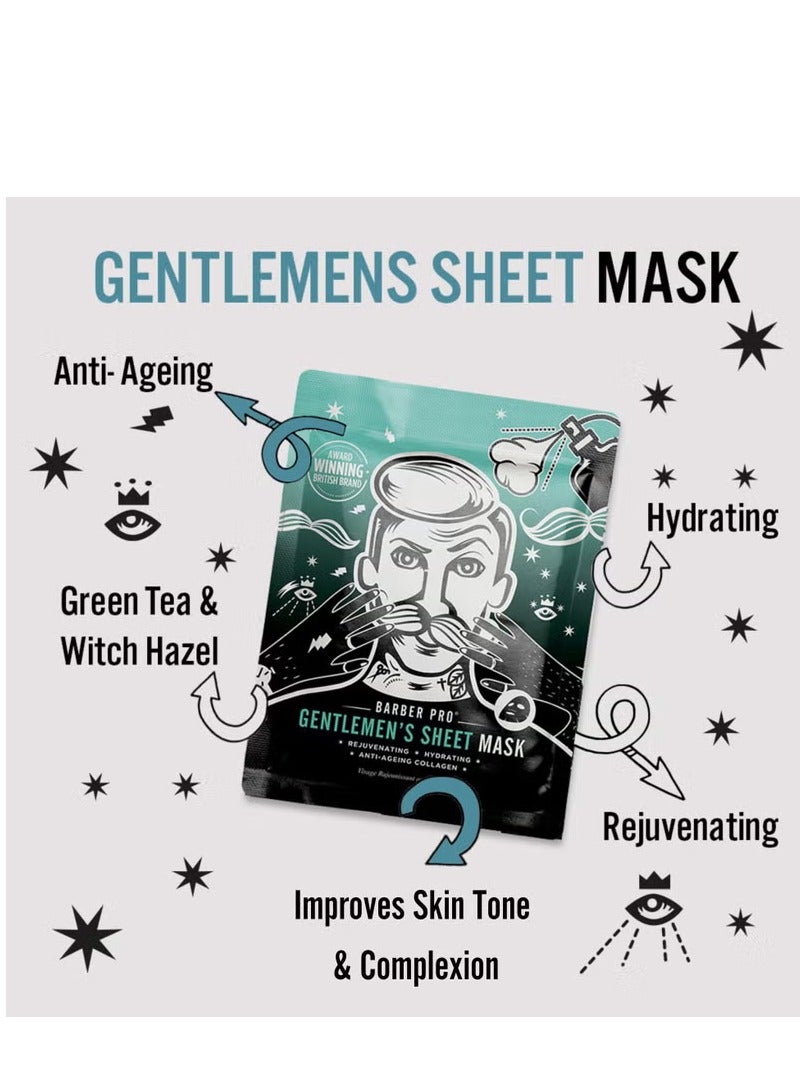 BARBER PRO Gentlemen's Sheet Mask Rejuvenating and Hydrating with Anti-Ageing Collagen - Image 4