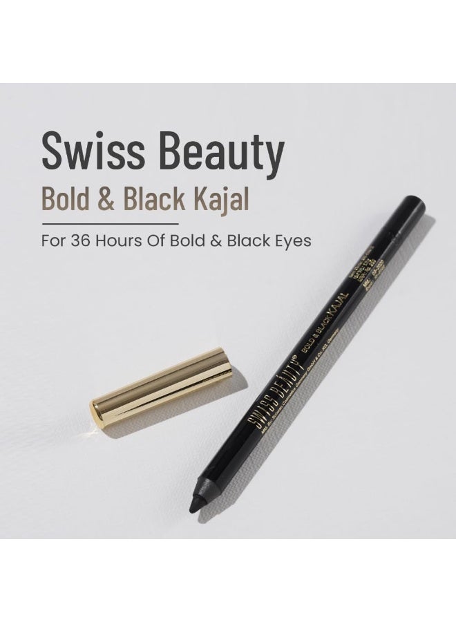 Swiss Beauty Bold & Black Kajal 24Hours Wear, Eye Makeup, Black, 1.2G - Image 2