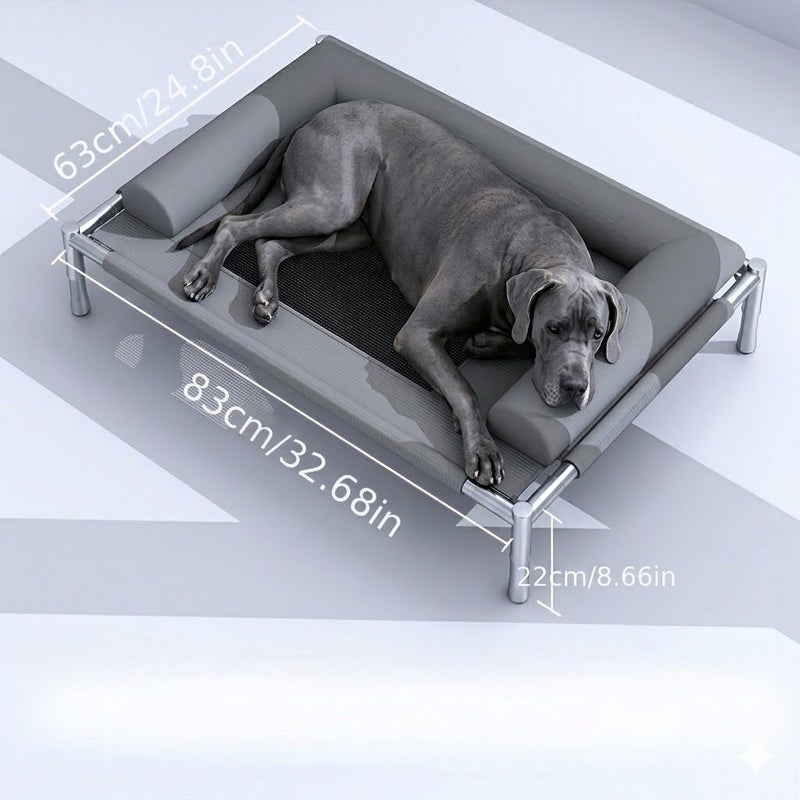 Large Dog Elevated Pet Bed L Size 32 68 By 24 8 By 8 66 Inch High Rebound Support Spine Protection 3D Ventilation Mesh Rapid Cooling Durable Polyester Odor Control Grid Pattern Easy Assembly - Image 2