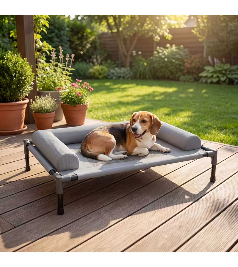 Large Dog Elevated Pet Bed L Size 32 68 By 24 8 By 8 66 Inch High Rebound Support Spine Protection 3D Ventilation Mesh Rapid Cooling Durable Polyester Odor Control Grid Pattern Easy Assembly - Image 4