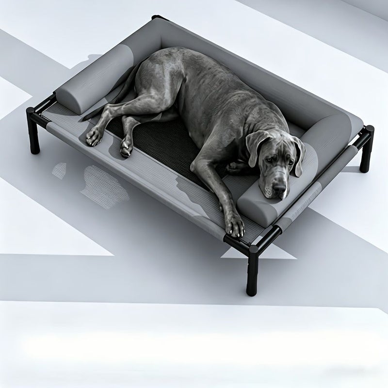 Large Dog Elevated Pet Bed L Size 32 68 By 24 8 By 8 66 Inch High Rebound Support Spine Protection 3D Ventilation Mesh Rapid Cooling Durable Polyester Odor Control Grid Pattern Easy Assembly - Image 1