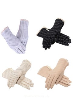 SFMW 4 Pair Women Sun Protective UV Protection Summer Sunblock Touchscreen Gloves for Driving Riding 