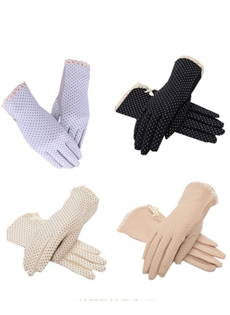 SFMW 4 Pair Women Sun Protective UV Protection Summer Sunblock Touchscreen Gloves for Driving Riding 