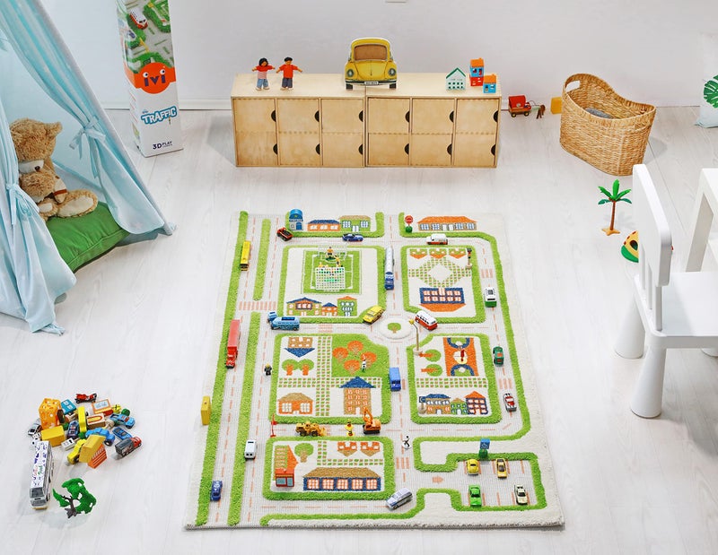 IVI 3D Play Rugs Traffic Green 39 x 59 inches