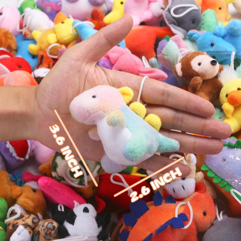 Uzoxlsn 72 Pack Mini Stuffed Animal, Assorted Plush Toy (Dinosaur, Zoo, Ocean), Party Favors for Kid, Perfect for Claw Machine Filler, Goody Bag Stuffers, Keychain, Carnival Prizes, Classroom Reward Gift Bulk - Image 3