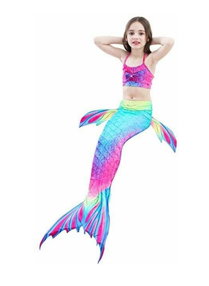 Cool Baby - COOLBABY Girls Three-piece Children's Mermaid Swimsuit Mermaid Tail Swimsuit Mermaid Swimwear (size 110) - Image 1