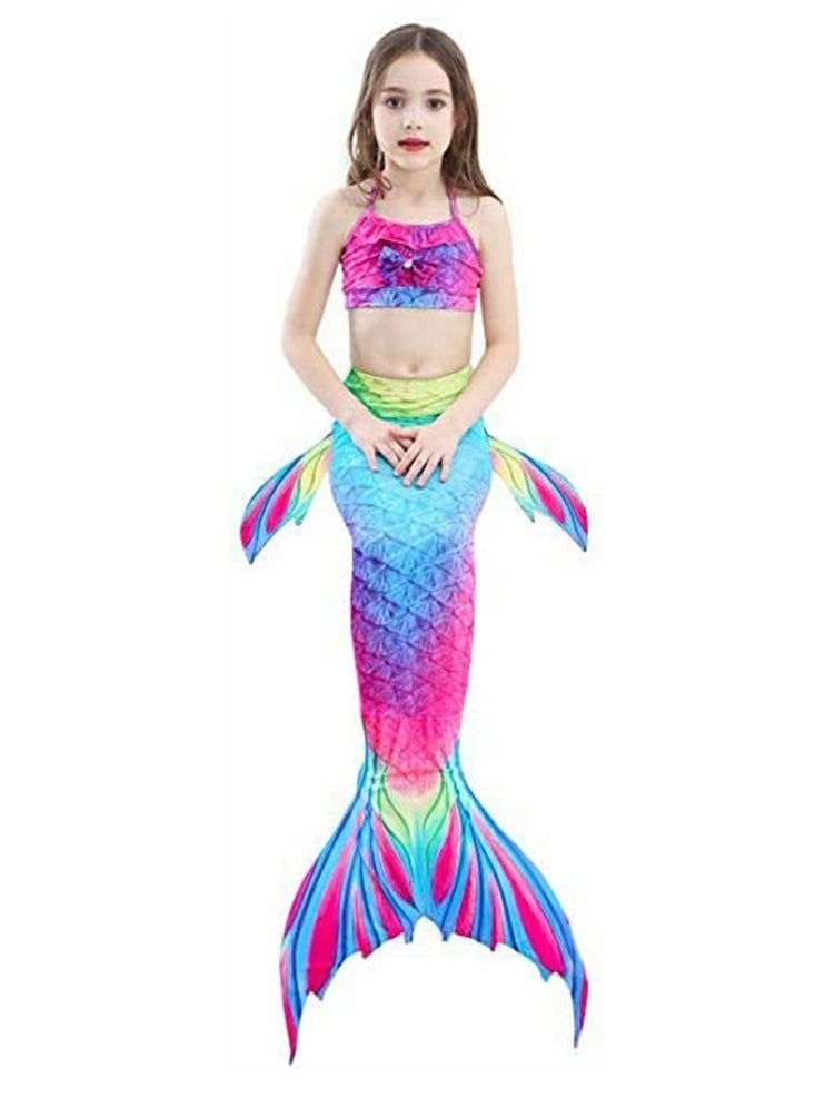 Cool Baby - COOLBABY Girls Three-piece Children's Mermaid Swimsuit Mermaid Tail Swimsuit Mermaid Swimwear (size 110) - Image 1