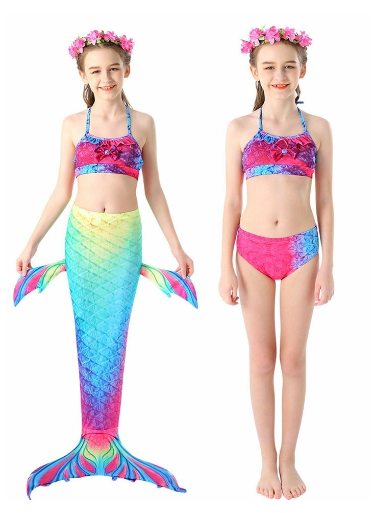 Cool Baby - COOLBABY Girls Three-piece Children's Mermaid Swimsuit Mermaid Tail Swimsuit Mermaid Swimwear (size 110) - Image 1