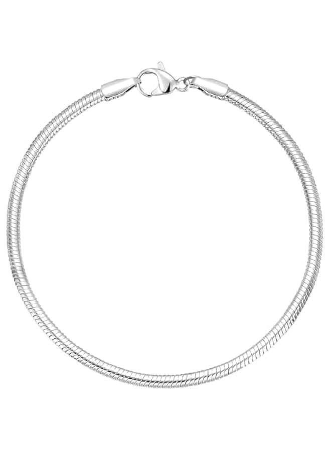 Arabest Charm Bracelets for Women, 925 Sterling Silver Plated/14k Gold Bracelet 3mm Dainty Snake Chain Bracelet Men Non Tarnish Jewelry Gifts for Her - Image 1
