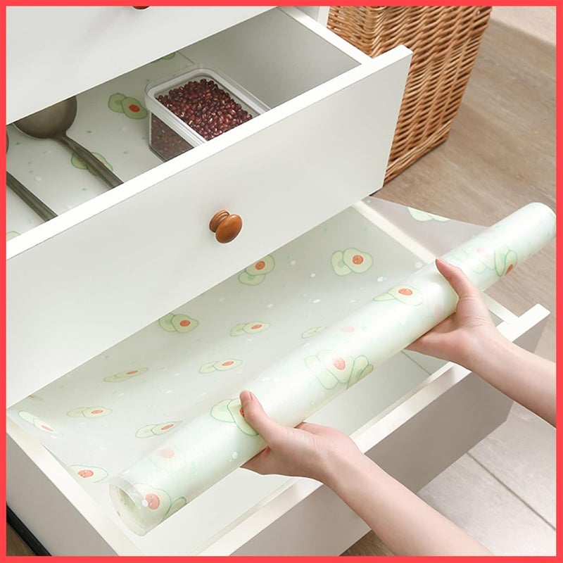 Wolpin Anti-Slip Kitchen Cabinet Drawer Shelf Mat Liner Sheets (45 cm x 2 M Roll) Waterproof Strong Table Mat EVA for Bathroom, Fridge Mat Textured Multipurpose (Avocado Print), Ethylene Vinyl Acetate - Image 2