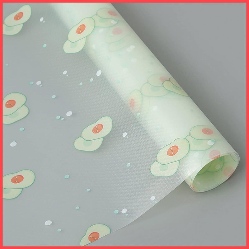 Wolpin Anti-Slip Kitchen Cabinet Drawer Shelf Mat Liner Sheets (45 cm x 2 M Roll) Waterproof Strong Table Mat EVA for Bathroom, Fridge Mat Textured Multipurpose (Avocado Print), Ethylene Vinyl Acetate - Image 1