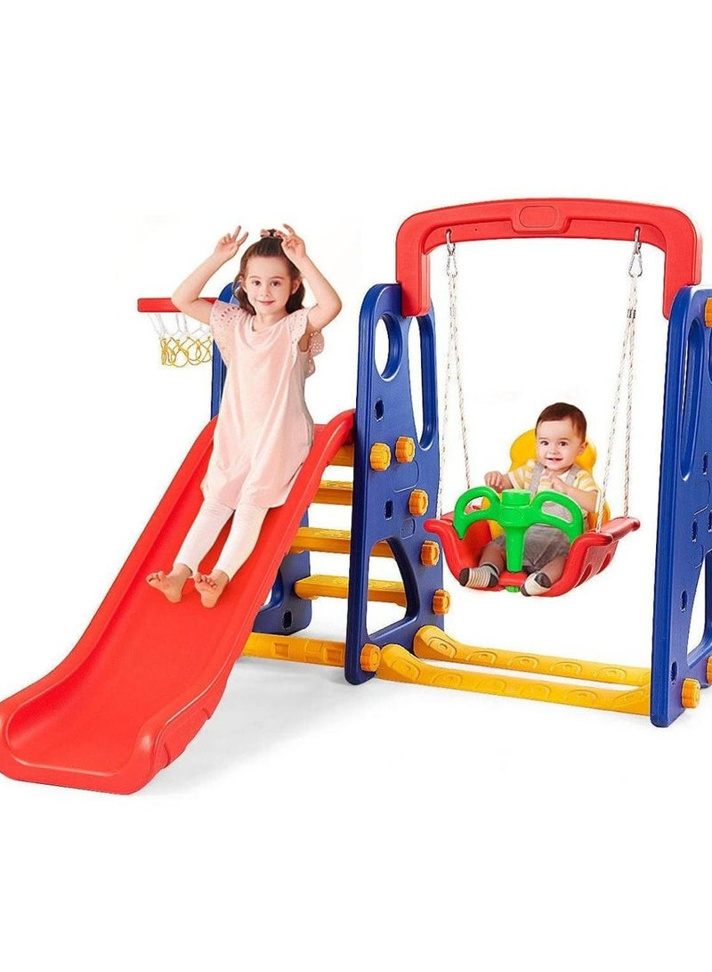 3 In 1 Swing And Slide With Basketball Game 180x162x126cm - Image 1