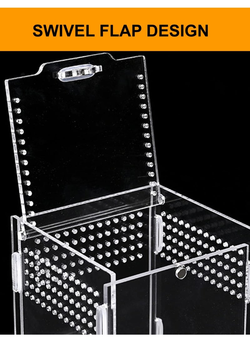 Excefore Transparent Reptile Feeding Box, Terrarium Breeding Habitat for Spiderlings, Insects, Geckos, and Other Reptiles, Ideal for Snails, Bearded Dragons, Stick Insects(12cm x 12cm x 20cm)  - Image 5