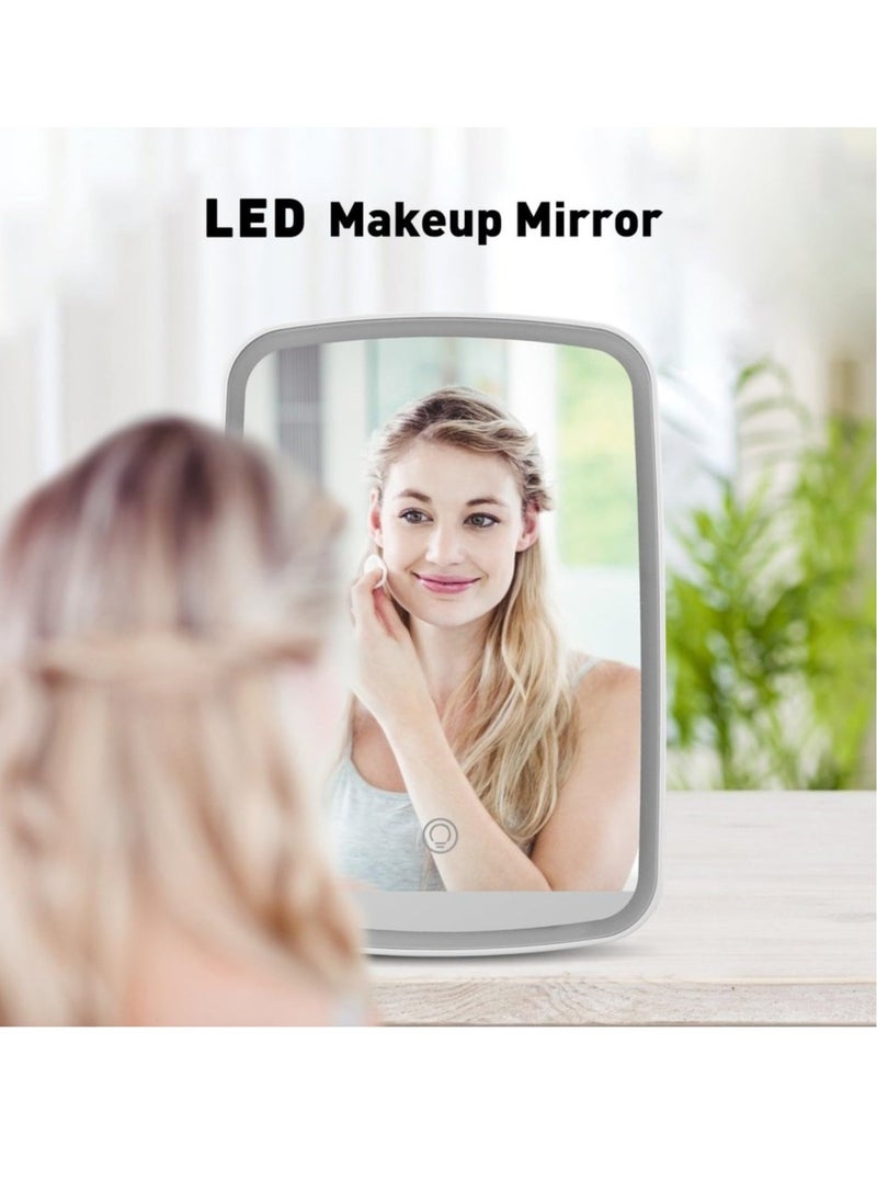 Vanity Mirror with Lights, Travel Lighted Makeup Mirror, Portable Lighted Makeup Beauty Mirror, 3 Color Lighting, Dimmable Touch Screen, Tabletop LED Folding Adjustable Cosmetic Mirror - Image 2