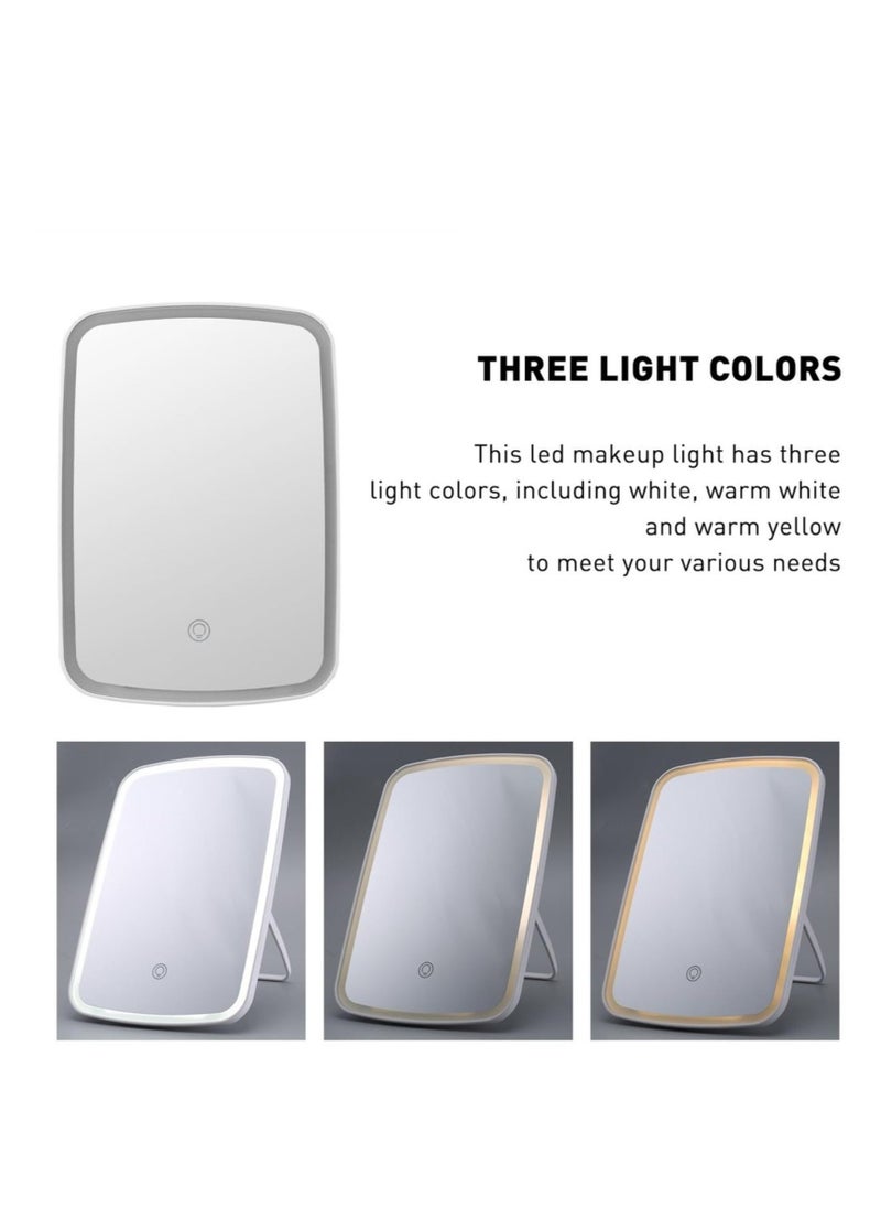 Vanity Mirror with Lights, Travel Lighted Makeup Mirror, Portable Lighted Makeup Beauty Mirror, 3 Color Lighting, Dimmable Touch Screen, Tabletop LED Folding Adjustable Cosmetic Mirror - Image 5
