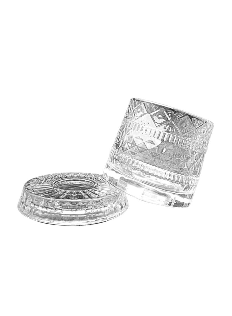 Liying Elegant Design Rotatable Tumbler Crystal Drinking Glass with Creative Crystal Glass Coasters for Scotch, Bourbon, Cocktails #2  - Image 2