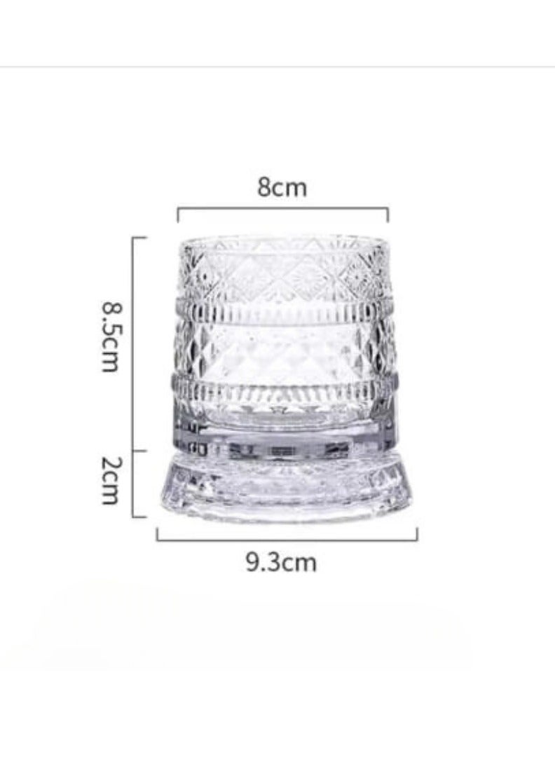 Liying Elegant Design Rotatable Tumbler Crystal Drinking Glass with Creative Crystal Glass Coasters for Scotch, Bourbon, Cocktails #2  - Image 3
