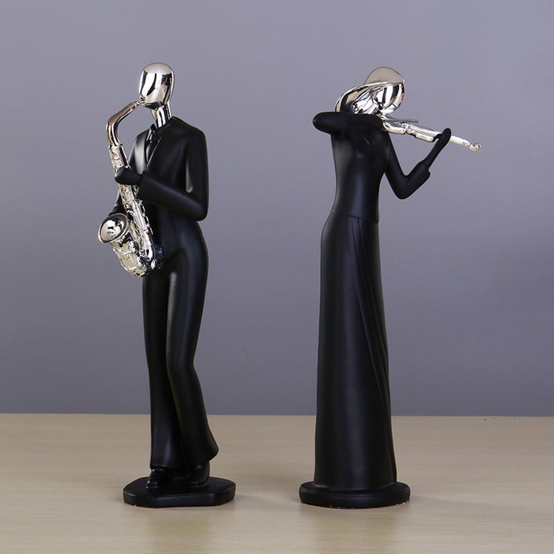 1Pc Simplicity Resin Ornament Modern Musical Character Figurine Home Office Desktop Decoration (Saxophone) - Image 4