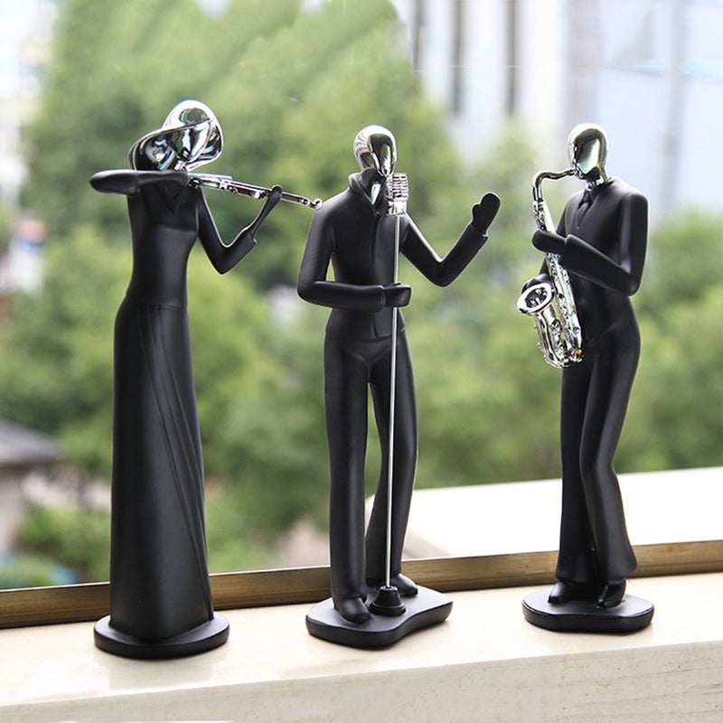 1Pc Simplicity Resin Ornament Modern Musical Character Figurine Home Office Desktop Decoration (Saxophone) - Image 2