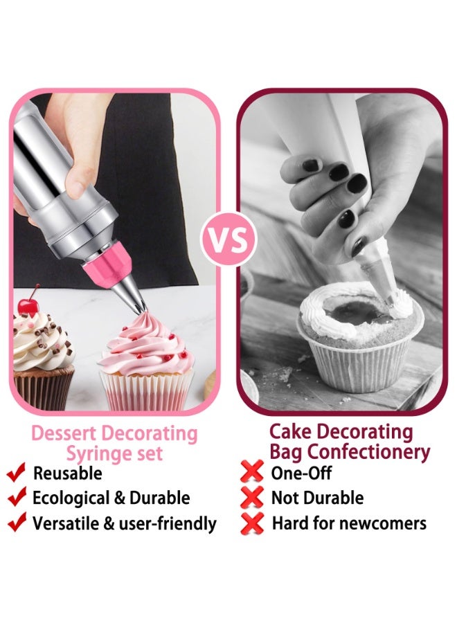 كرونايتي مسدس حلويات يدوي، صانع كعك، مجموعة تزيين، أدوات خبز DIY مع 6 فوهات تزيين (وردي) - Image 4