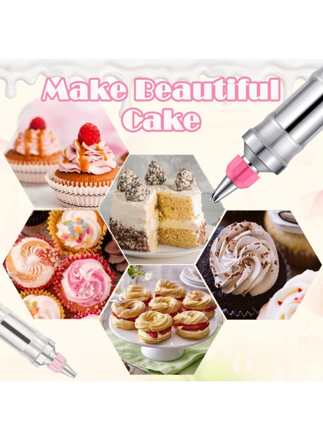 كرونايتي مسدس حلويات يدوي، صانع كعك، مجموعة تزيين، أدوات خبز DIY مع 6 فوهات تزيين (وردي) - Image 3