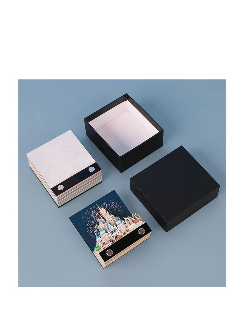 Excefore - 3D Memo Pad Art Sticky Notes, Fantasy Castle Office Note Paper, 3D Paper Card Craft Character Silhouette Desk Note Paper, Non-Sticky Cubes Note Cards Stickers Post Notes for Office or Home - Image 1