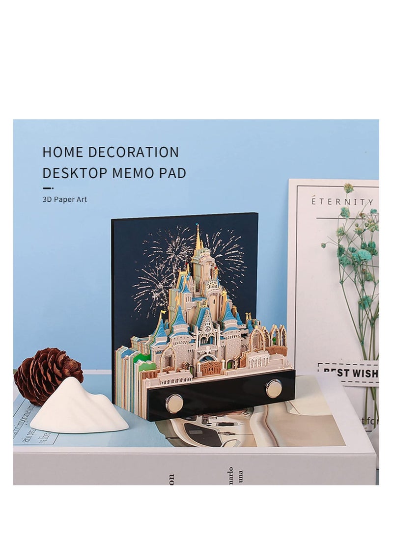 Excefore - 3D Memo Pad Art Sticky Notes, Fantasy Castle Office Note Paper, 3D Paper Card Craft Character Silhouette Desk Note Paper, Non-Sticky Cubes Note Cards Stickers Post Notes for Office or Home - Image 1