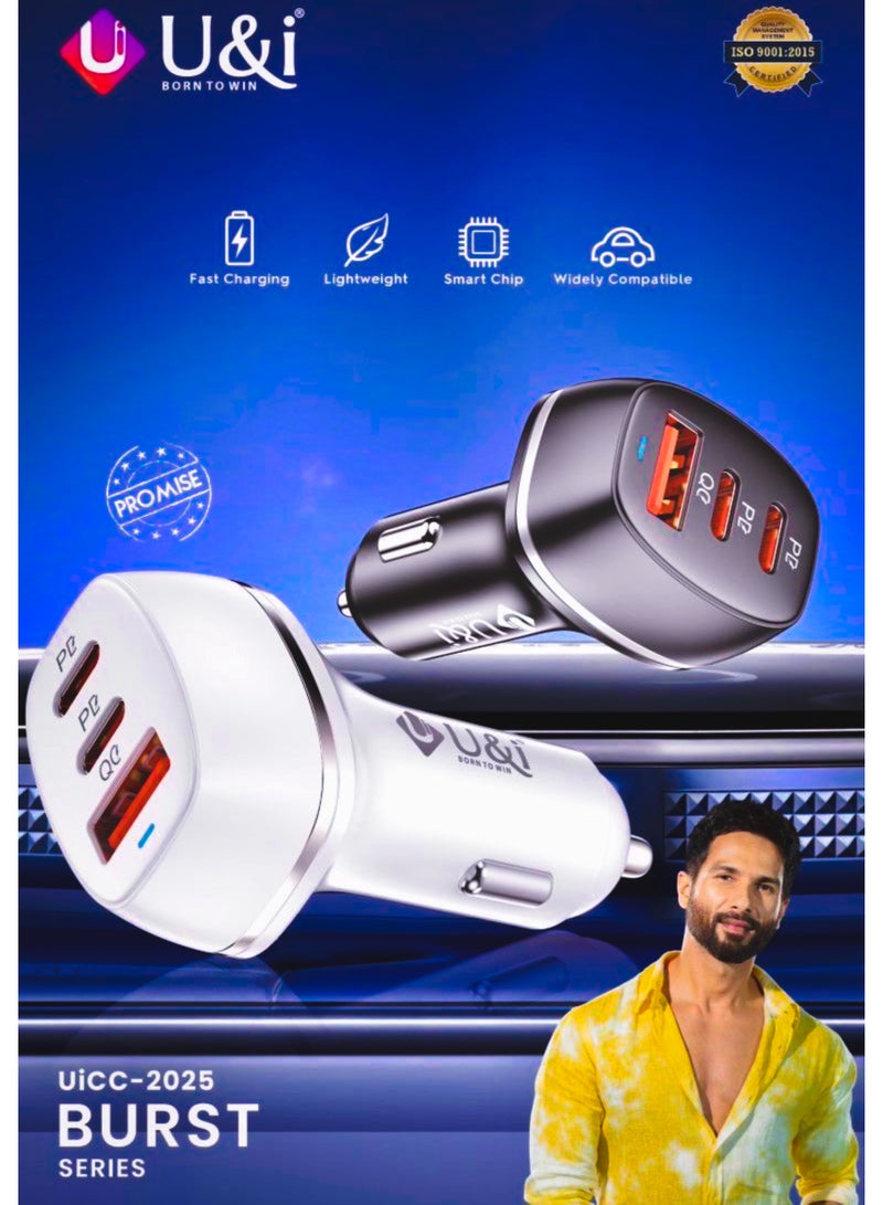 يو اند اي شاحن سيارة يو آند آي (U&i UiCC-2025) بتقنية GaN بقوة 160 واط - شاحن سريع 3 منافذ USB-C PD 3.0 و QC 3.0 (80W+20W PD + 60W QC) مع شريحة ذكية - للابتوب ماك بوك، آيفون، سامسونج و الأجهزة اللوحية - سلسلة BURST - Image 4