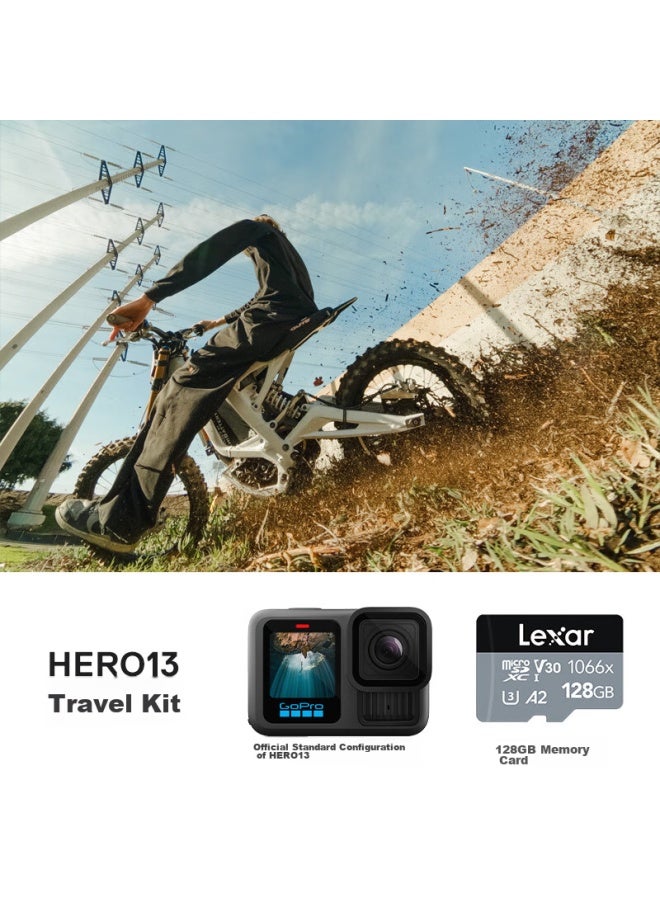 جو برو GoPro Hero13 Black، كاميرا أكشن مضادة للاهتزاز، كاميرا مقاومة للماء، كاميرا تدوين فيديو للغوص وركوب الدراجات في الهواء الطلق، مجموعة محمولة - Image 1
