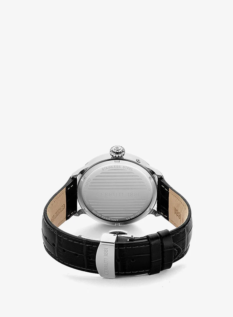 شيروتي 1881 Mens Round Shape Leather Band Analog Wrist Watch CIWGF2224601 43 mm Black