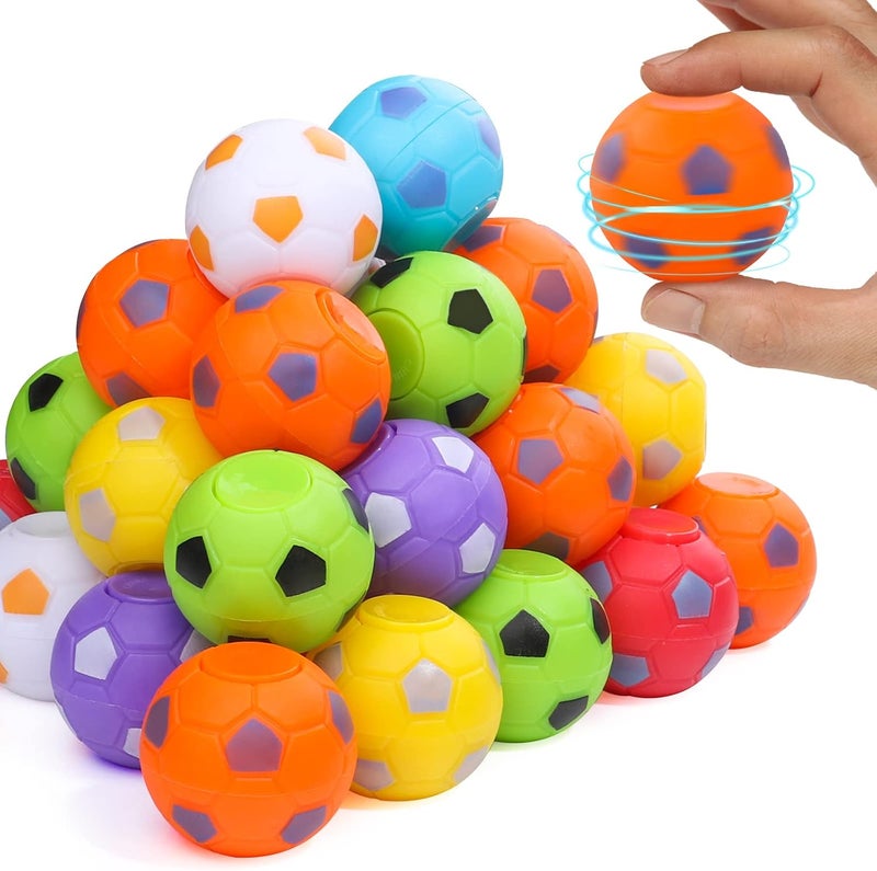 AMOR 36pcs Fidget Spinner Soccer Balls Soccer Party Favors for Kids Goodie Bag Stuffers, Rotatable Football Finger Stress Balls for Soccer Party Favors - Image 1