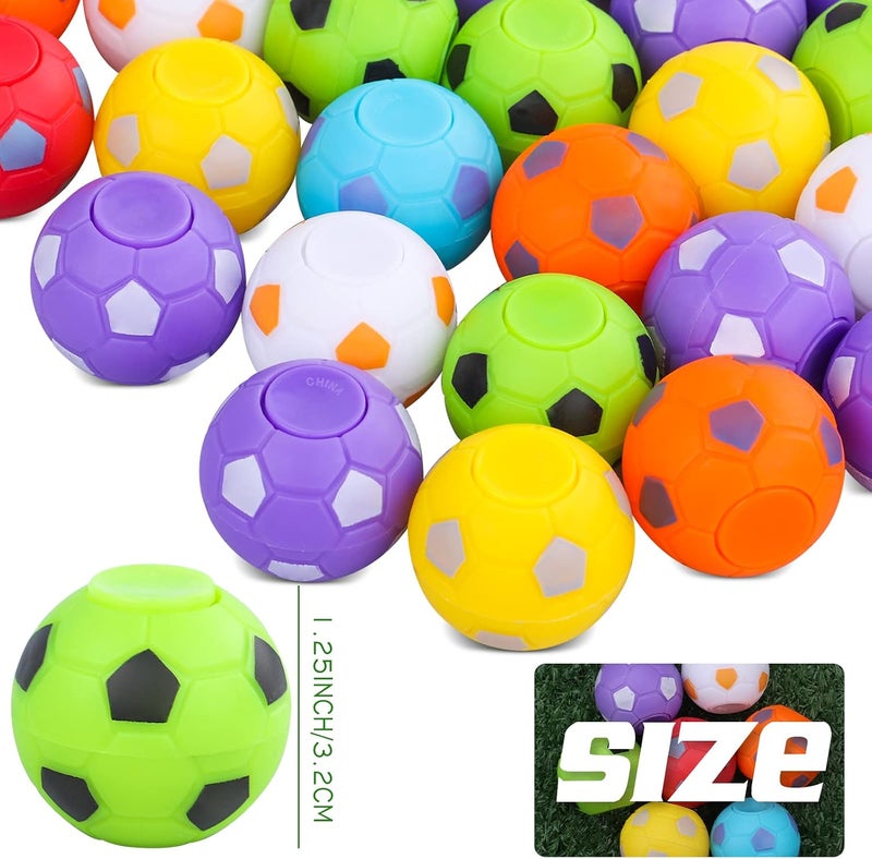 AMOR 36pcs Fidget Spinner Soccer Balls Soccer Party Favors for Kids Goodie Bag Stuffers, Rotatable Football Finger Stress Balls for Soccer Party Favors - Image 2