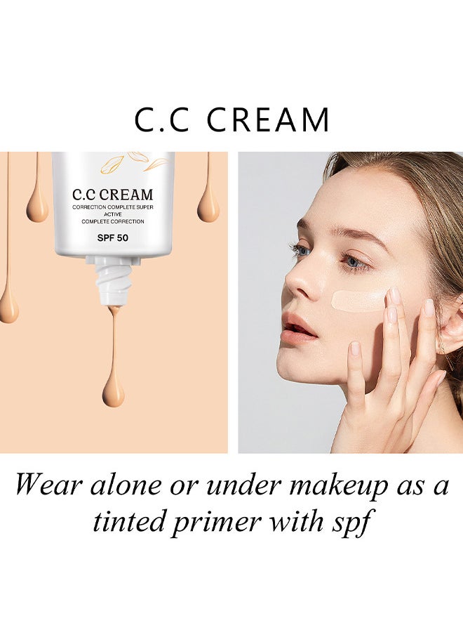 Sefudun - CC Cream With SPF 50, CC Cream Self Adjusting For Mature Skin, Colour Correcting Face Sunscreen And Foundation, Pre-Makeup Primer Moisturizing Skin Concealer 30ML - Image 1
