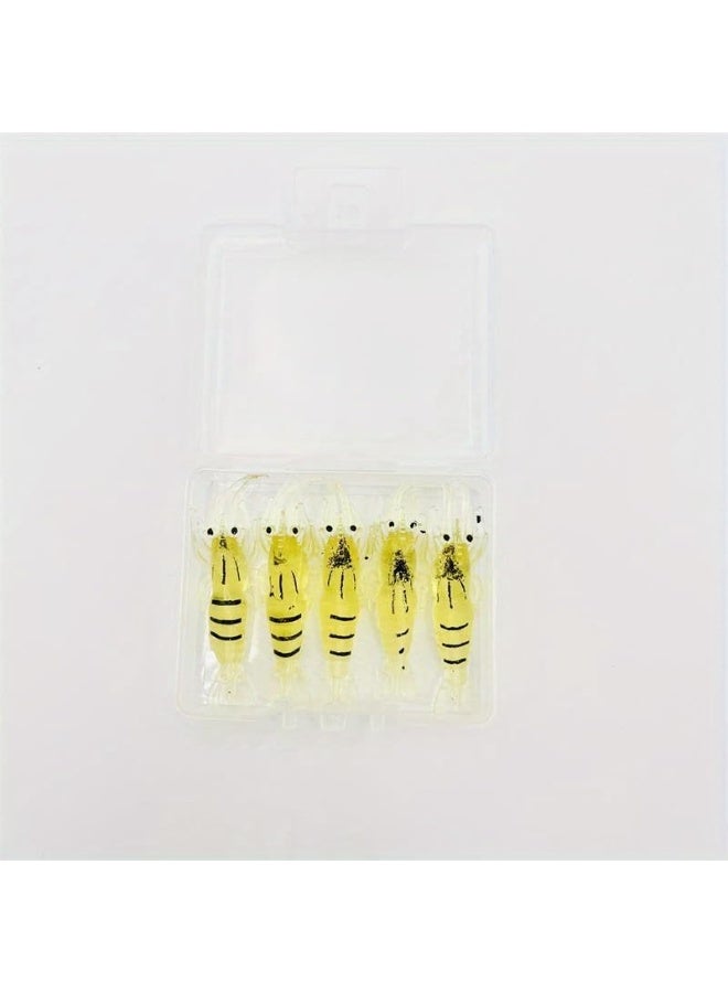 ماي سوق - طقم طُعم صيد اصطناعي سيليكون ناعم 5 قطع ، يشمل جمبري مضيء في الظلام ويرقات مرنة عالية الجودة لصيد الأسماك - Image 2