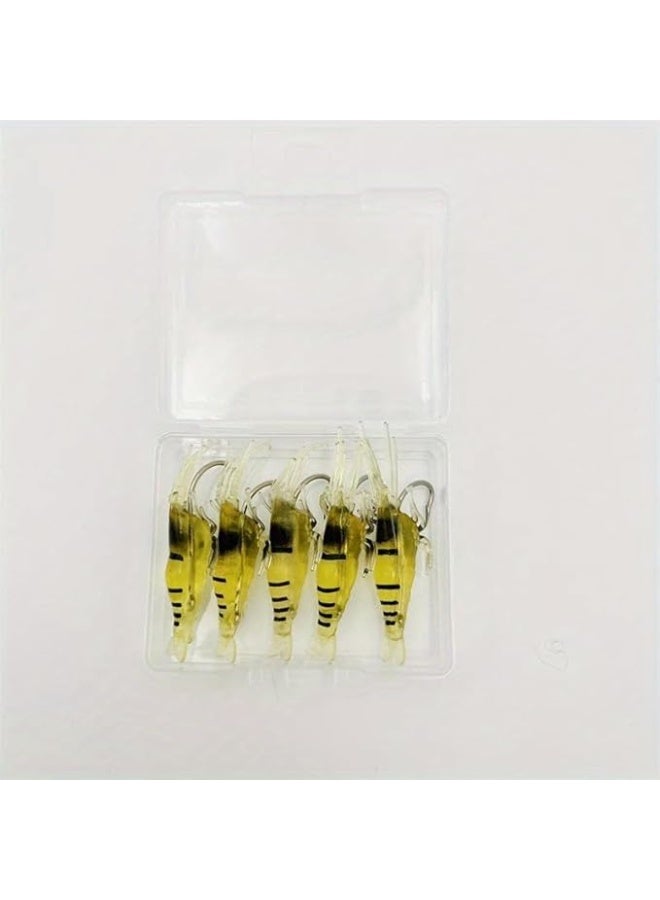 ماي سوق - طقم طُعم صيد اصطناعي سيليكون ناعم 5 قطع ، يشمل جمبري مضيء في الظلام ويرقات مرنة عالية الجودة لصيد الأسماك - Image 1