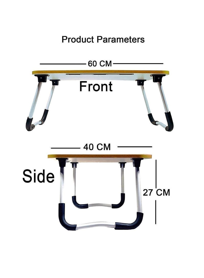 Huitich Wood Multi Purpose Laptop Desk For Study And Reading With Foldable Non Slip Legs  Beige  - Image 3