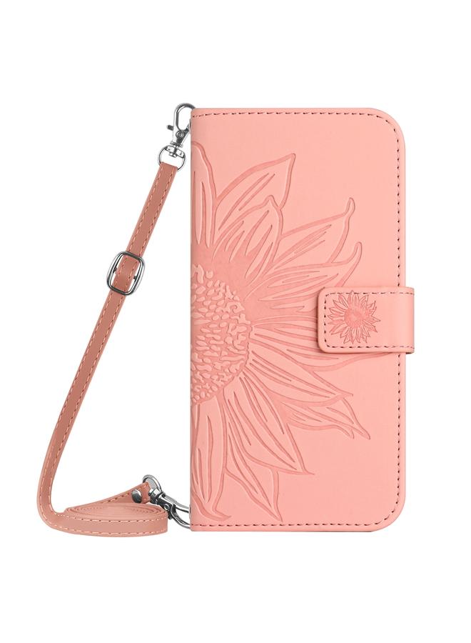 S-TOP Case For OPPO A58 5G/A78 5G HT04 Skin Feel Sun Flower Embossed Flip Leather Phone Case with Lanyard - Image 2