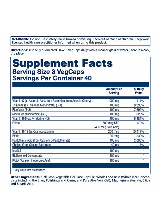 Solaray Mega Vitamin B-Stress Veg Capsules 120's  - Image 4