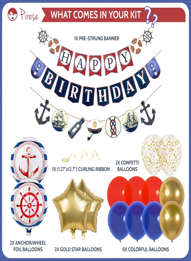 Pirese Nautical Birthday Banner, Nautical Birthday Decorations, Boat Party Decorations, Ocean Birthday Decorations | Cruise Birthday Decorations | Sailor Party Decorations | Cruise Party Decorations - Image 2