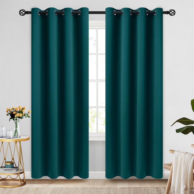 COSVIYA Blackout Curtains 84 inch Length 2 Panels Set Dark Teal Room Darkening Window Treatments Insulated Thermal Curtain Drapes for Bedroom/Living Room 52x84 inches - Image 1