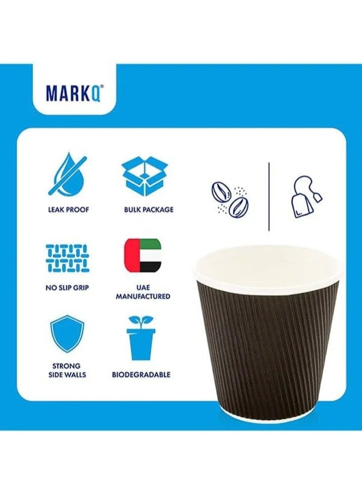 MARKQ Triple Wall Ripple Disposable Coffee Cups 25-Pieces, 8 oz Capacity, Black  - Image 3