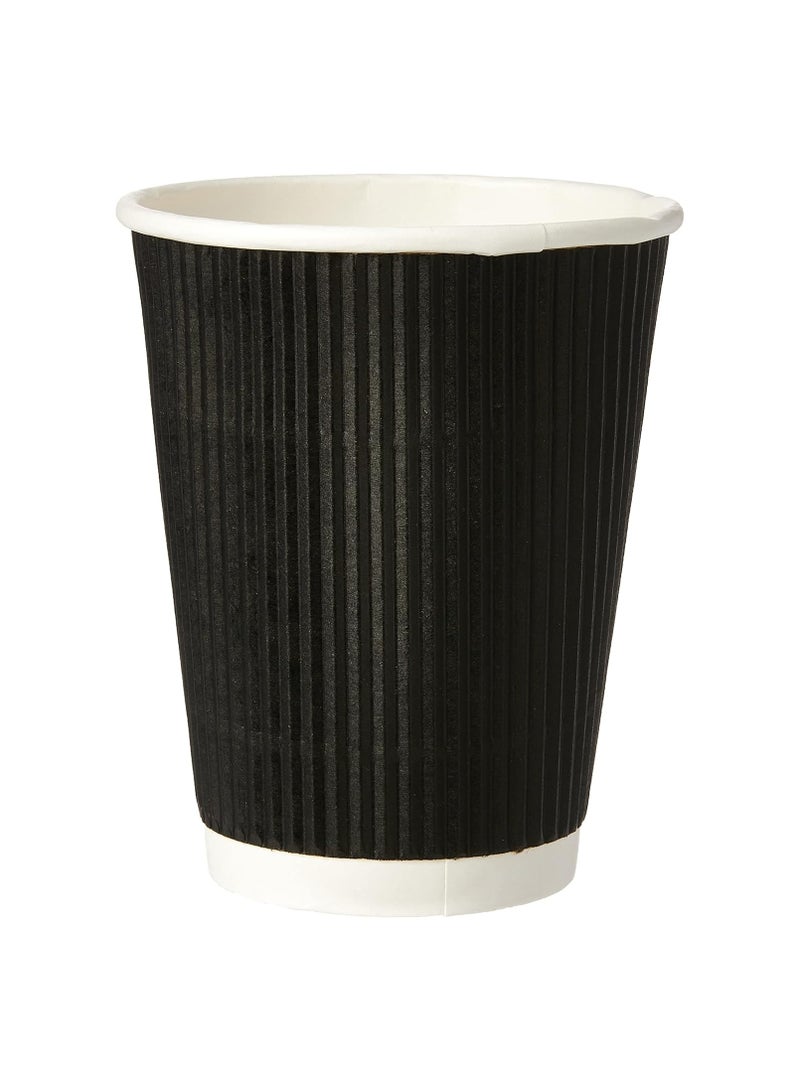 MARKQ Triple Wall Ripple Disposable Coffee Cups 25-Pieces, 8 oz Capacity, Black  - Image 4