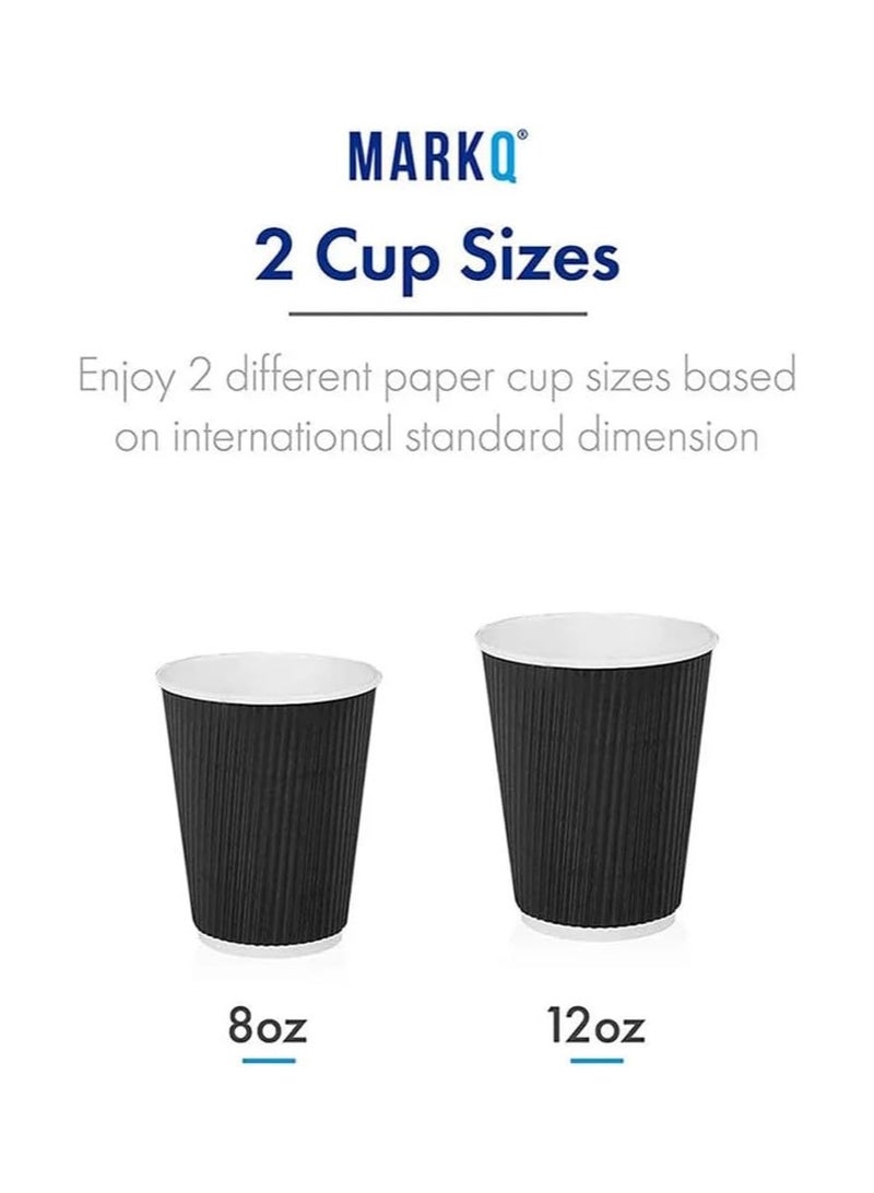 MARKQ Triple Wall Ripple Disposable Coffee Cups 25-Pieces, 8 oz Capacity, Black  - Image 5